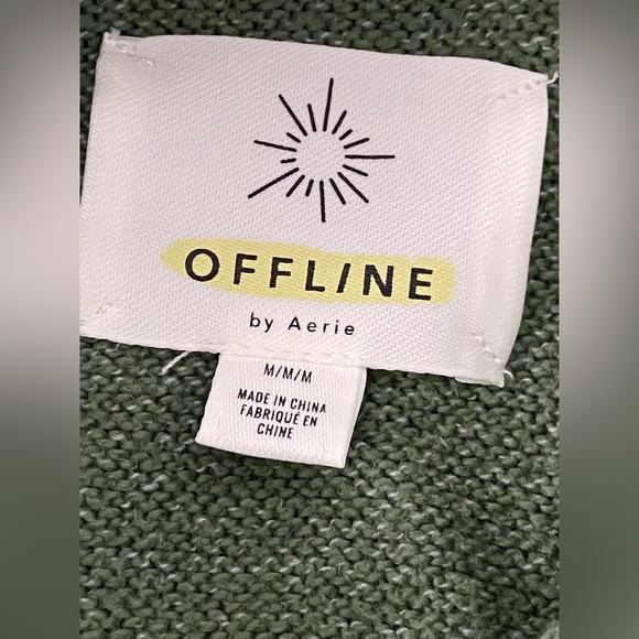 OFFLINE By Aerie Green Floral Rose Print Sweater Hoodie Size Medium - Picture 8 of 14